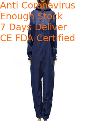 Non Irritating Disposable Coverall Suit Blood Repellent With Front Zipper