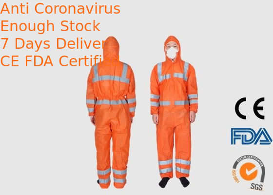 Reflective Tape Disposable PPE Coveralls For Construction / Road Service Workers